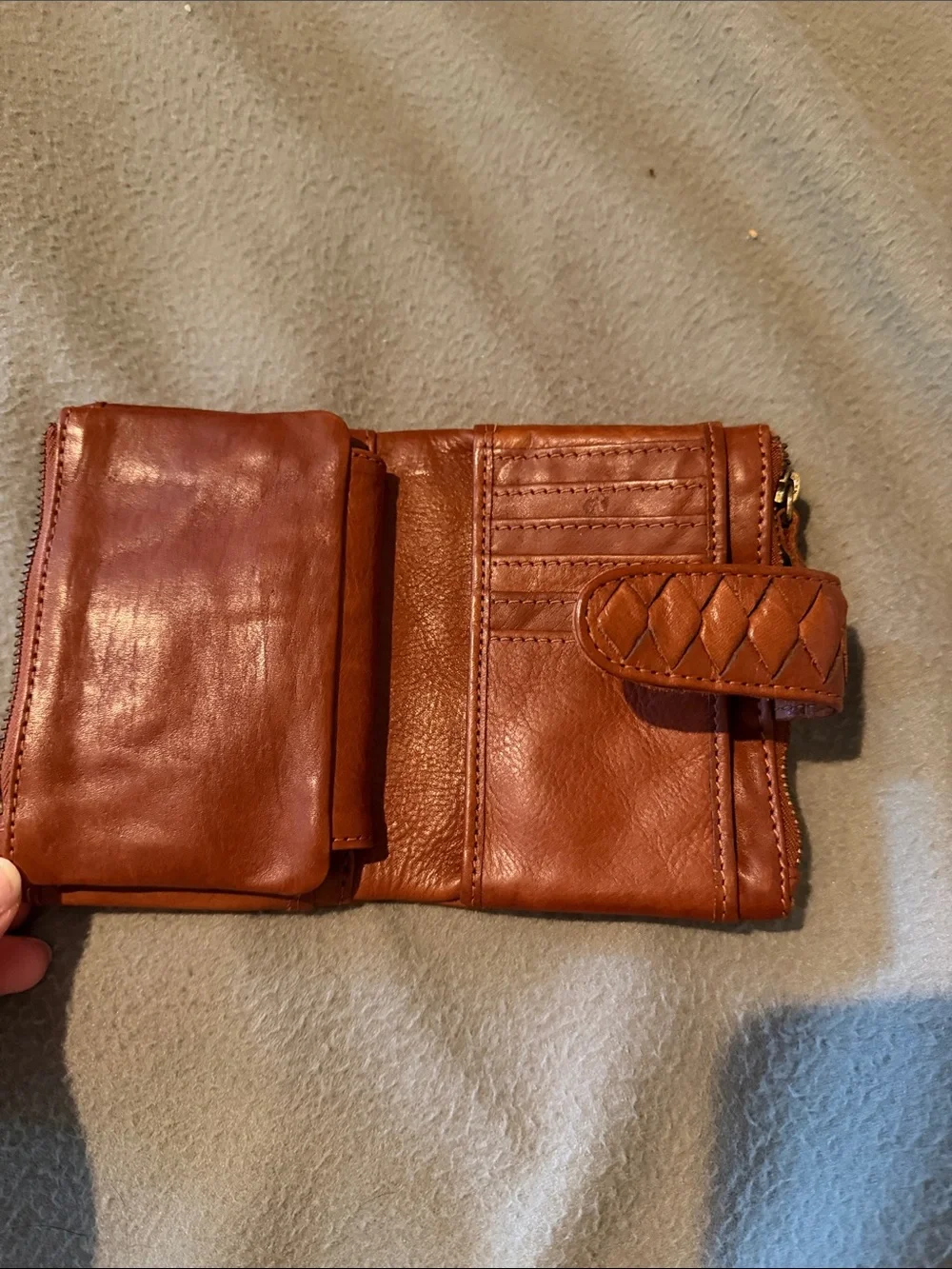 Classic Woven-Accent Leather Wallet - Brown